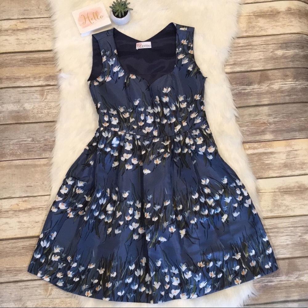 Red Valentino Floral Sweetheart Mini Dress
